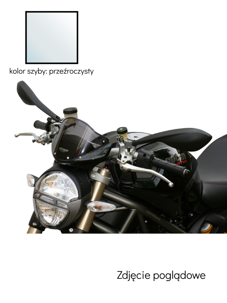 Szyba motocyklowa MRA oryginalny kształt "O" Ducati Monster 696/796/1100 przeźroczysta