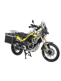Zestaw: kufry boczne z anodowanego aluminium czarne Zega Evo X + stelaże srebne Touratech Yamaha Tenere 700 / World Raid (2 x 38L)