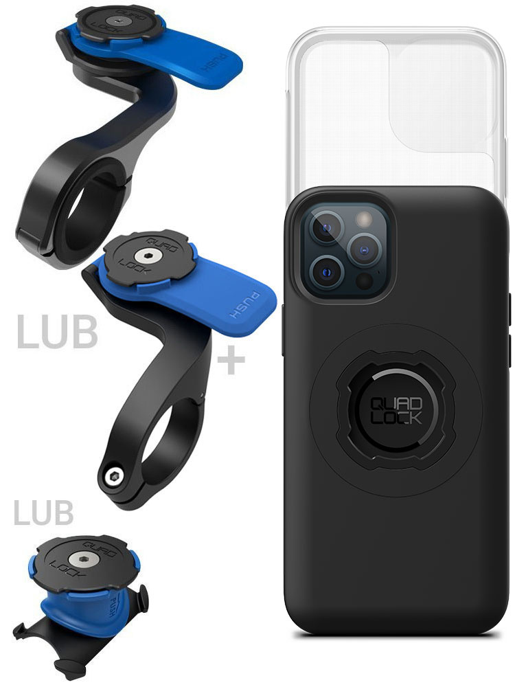 Zestaw rowerowy: etui MAG na telefon iPhone 12/12 Pro (magnetyczne) + wodoodporny pokrowiec MAG + mocowanie Quad Lock