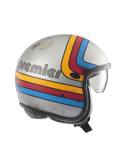 Kask otwarty Premier Vintage Platinum Edition EX77BM srebrno-czerwono-niebieski