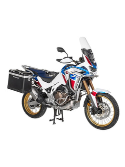 Zestaw: kufry boczne z anodowanego aluminium czarne Zega Pro + stelaże srebrne Touratech Honda CRF1100L Africa Twin (22-)/ Adventure Sports (38+45L)