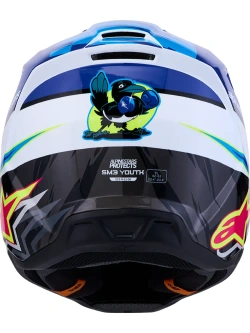 Kask enduro dziecięcy Alpinestars SM3 Falcon biało-niebiesko-czarny połysk
