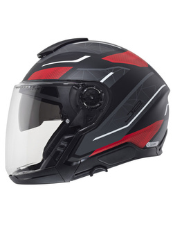 Zestaw: Kask otwarty Schuberth J2 Sigma czarno-szaro-czerwony + dedykowany interkom motocyklowy