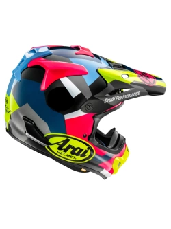 Kask enduro Arai MX-V Evo Block czarno-różowo-niebieski