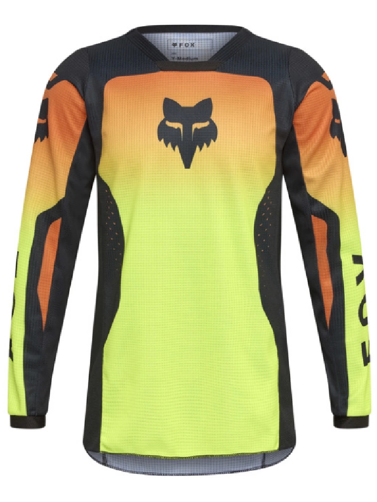Bluza enduro dziecięca Fox 180 Shield czarno-pomarańczowo-żółta