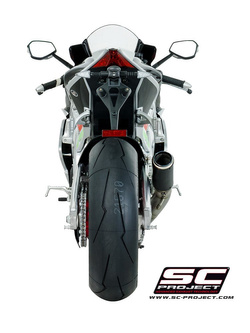 Tłumik CR-T High Position Carbon Fiber z siatką na rurze wylotowej SC-Project do Aprilia RSV4 RF/RR 2017