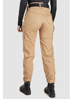 Jeansy motocyklowe damskie Pando Moto Mila Cargo brązowe