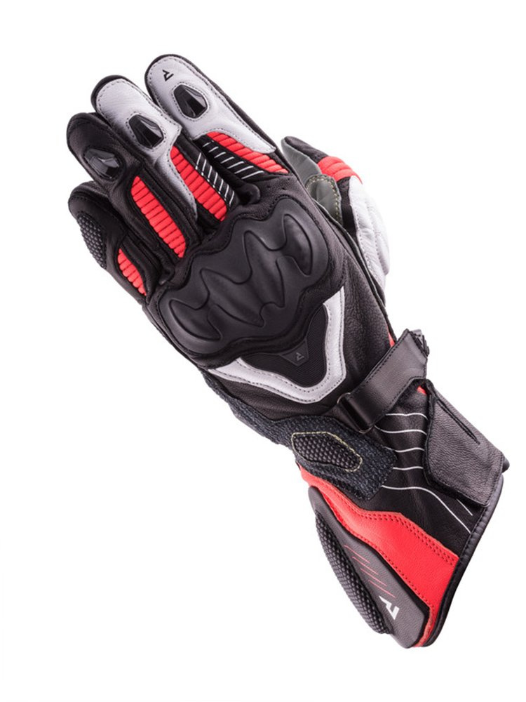 Rękawice motocyklowe damskie Rebelhorn Rebel czarno-fluo czerwone