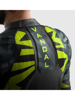 Kurtka motocyklowa skórzana Rebelhorn Vandal 2 czarno-szara-fluo