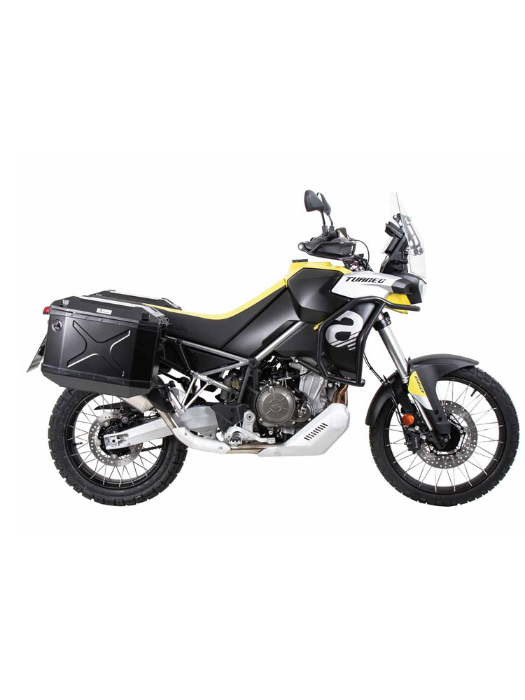 Zestaw: kufry boczne + stelaże Hepco&Becker Xplorer Cutout do Aprilia Tuareg 660 (22-24) czarne