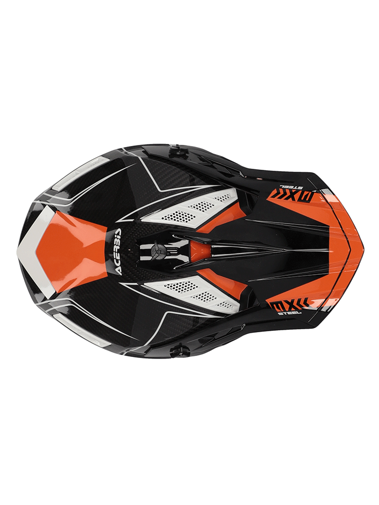 Kask enduro Acerbis Steel Carbon czarno-biało-pomarańczowy