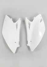 Osłony boczne tylne UFO do Kawasaki KXF 250 (09-12), KXF 450 (09-11) białe