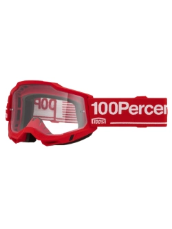 Gogle motocyklowe 100% Accuri 2 z przezroczystą szybką, czerwone