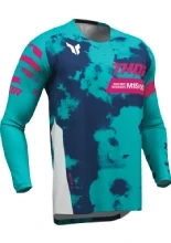Bluza enduro dziecięca Thor Launchmode Bleach biało-zielona