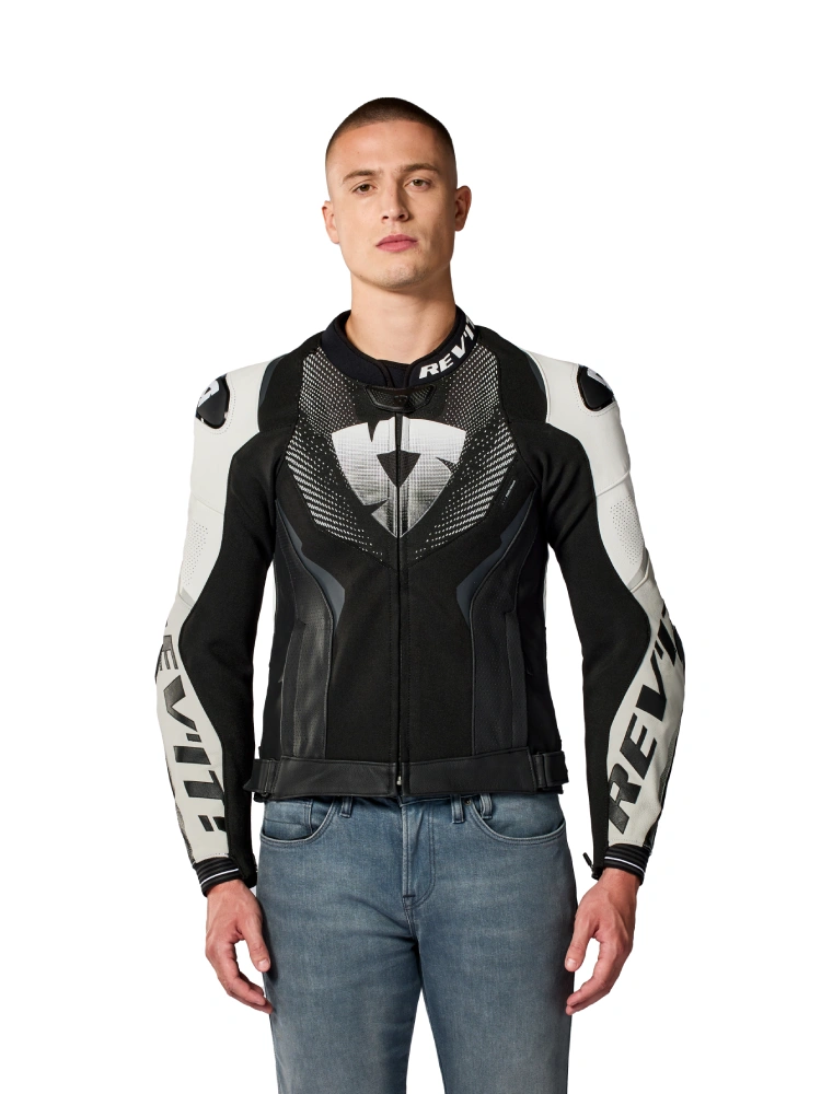 Kurtka motocyklowa skórzana REV’IT! Hyperspeed 3 Pro czarno-biała