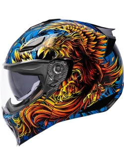 Kask modułowy Icon Threshold™ Burn Birdie Burn niebiesko-żółto-czerwony