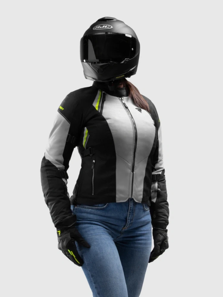 Kurtka motocyklowa damska tekstylna Rebelhorn Swift czarno-szara-fluo