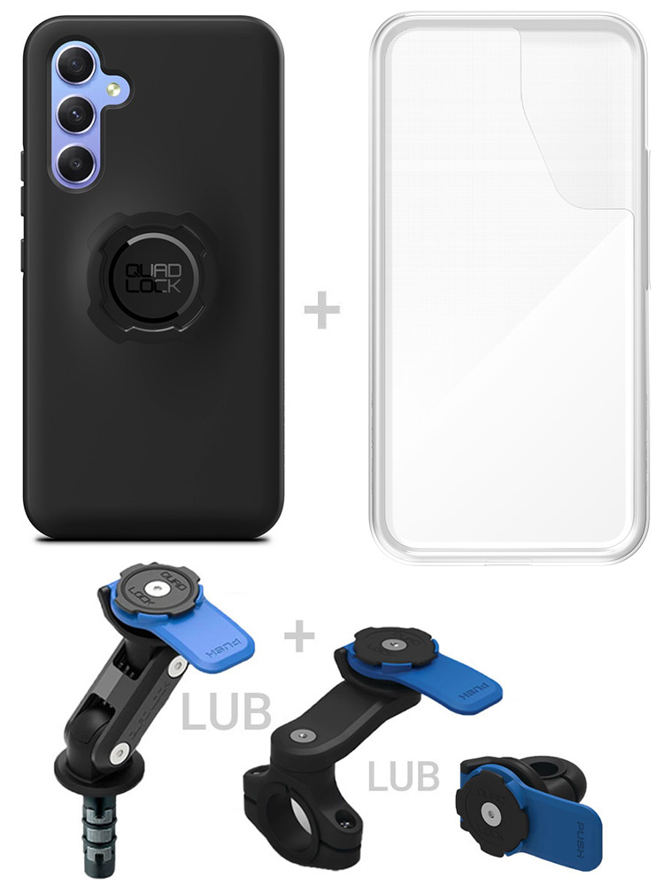 Zestaw na motocykl: etui na telefon Samsung Galaxy A54 + wodoodporny pokrowiec + mocowanie Quad Lock