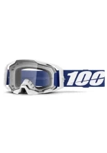 Gogle motocyklowe 100% ARmatic z przeźroczystą szybką biało-niebieskie