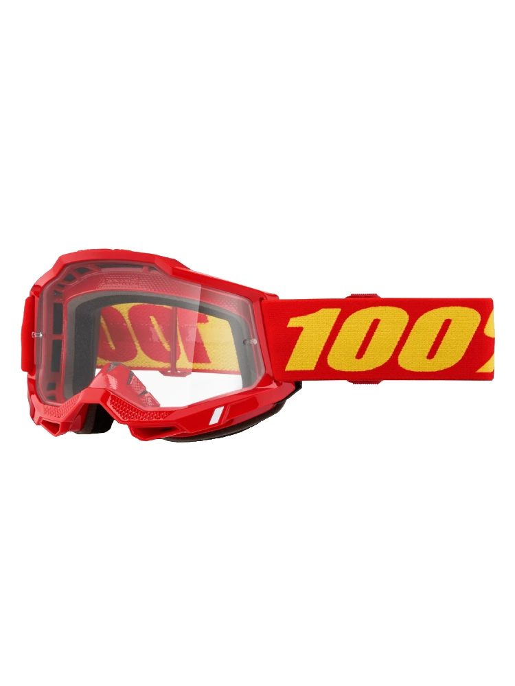 Gogle motocyklowe dziecięce 100% Accuri 2 z przezroczystą szybką czerwono-żółte