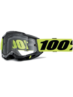 Gogle motocyklowe 100% Accuri 2 z podwójną szybką przezroczystą, czarno-żółte
