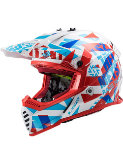 Kask enduro LS2 MX437 Fast Evo Funky czerwono-biało-niebieski