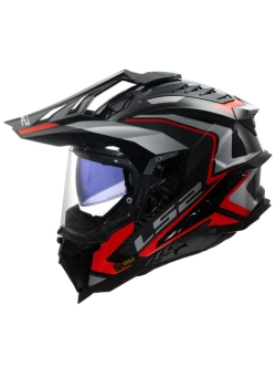 Kask adventure LS2 MX701 Explorer C Frontier II czarno-szaro-czerwony