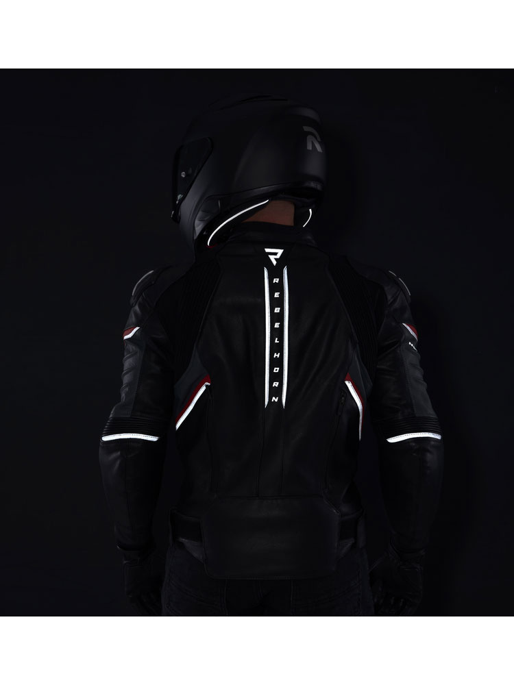Kurtka motocyklowa skórzana Rebelhorn Veloce czarno-szaro-czerwona
