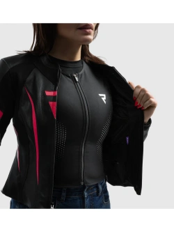 Kurtka motocyklowa damska skórzana Rebelhorn Diva ST czarno-różowa