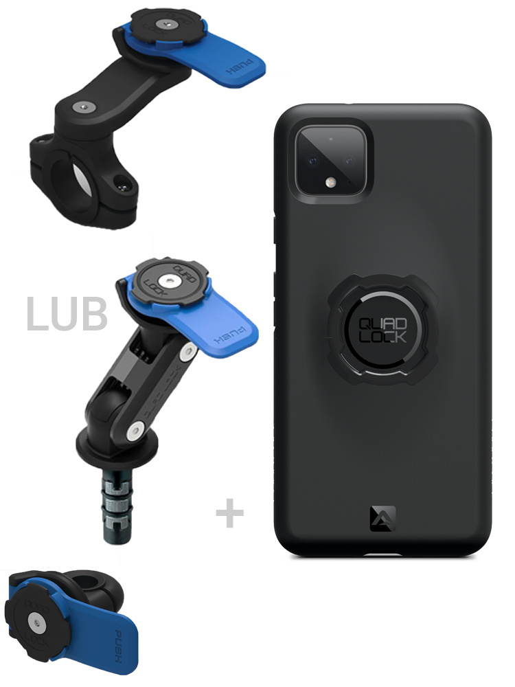 Zestaw na motocykl: etui na telefon Google Pixel 4XL + mocowanie Quad Lock