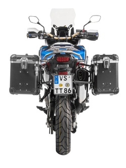 Zestaw: kufry boczne z anodowanego aluminium czarne "And-Black" Zega Evo + stelaże czarne Touratech Honda CRF1000L Africa Twin (18-22) / CRF1000L Adventure Sports (38+45L)