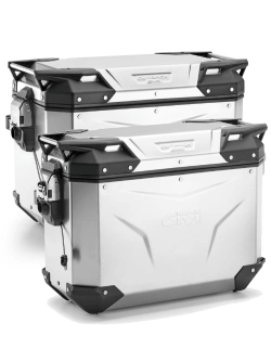 Zestaw kufrów bocznych GIVI Trekker Outback Evo Smart 37/48 aluminiowych, anodyzowanych [z 5 wkładkami SLR; poj.: prawy 37l, lewy: 48l]