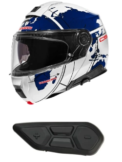 Zestaw: kask szczękowy Schuberth C5 Globe niebieski + dedykowany interkom motocyklowy