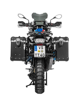 Zestaw: kufry boczne z anodowanego aluminium czarne Zega Evo X + stelaże czarne Touratech BMW R1250GS/Adventure/ R1200GS (13-21)/ R1200GS Adventure (14-21) (2 x 38L)