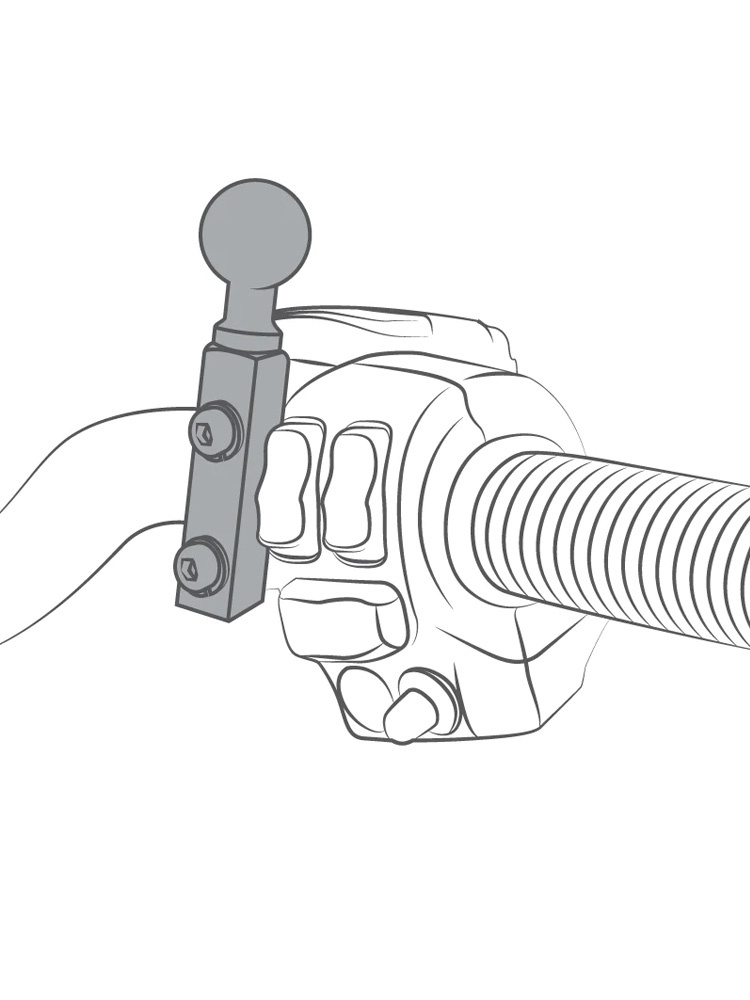 Uchwyt RAM montowany do ramy kierownicy lub do podstawy hamulca / sprzęgła w motocyklu