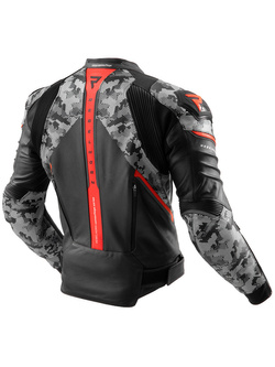 Kurtka motocyklowa skórzana Rebelhorn Veloce czarno-szaro camo-czerwona
