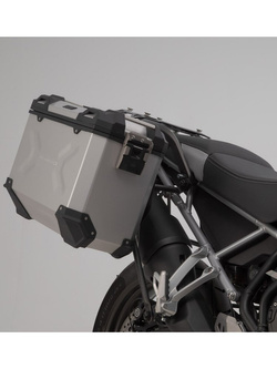 Zestaw: kufry boczne 45/37L + kufer centralny 38L TRAX ADV + stelaże SW-MOTECH do Triumpha Tiger 900 (19-23)/ GT/ Rally/ Pro (19-) srebrne