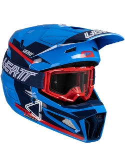 Kask enduro Leatt Moto 3.5 V25 Royal z goglami niebiesko-czerwonymi