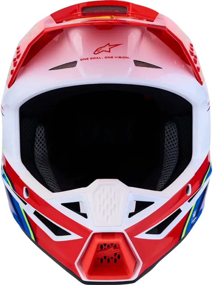Kask enduro dziecięcy Alpinestars SM3 Falcon biało-czerwono-niebieski połysk
