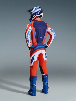 Spodnie cross Alpinestars MX Fluid Grid biało-pomarańczowo-niebieskie