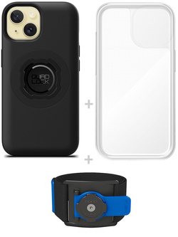 Zestaw do biegania: etui MAG na telefon iPhone 15 (magnetyczne), wodoodporny pokrowiec MAG oraz opaska sportowa Quad Lock