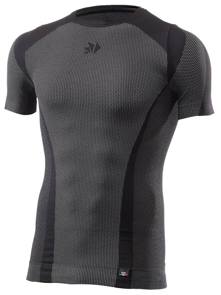 Koszulka termoaktywna z krótkim rękawem SIXS TS1 V2 całoroczna czarno-karbonowa