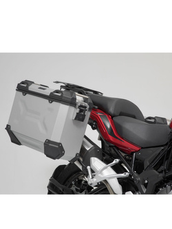 Zestaw: kufry boczne TRAX ADV + stelaże PRO SW-MOTECH 37/45 L do motocykla Benelli TRK 502 X (18-) [pojemność 37 i 45 L] srebrne