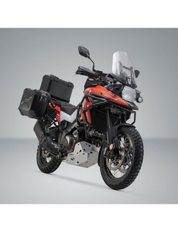 Zestaw: kufry boczne + kufer centralny + stelaże 37/45/38 TRAX ADV do Suzuki V-Strom 1050/XT [19-] srebrne