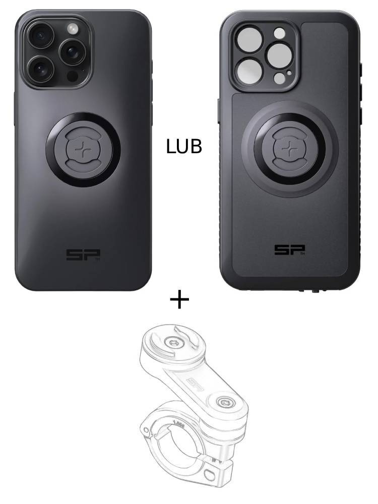 Zestaw na motocykl: etui na telefon iPhone 15 Pro Max + mocowanie SP Connect