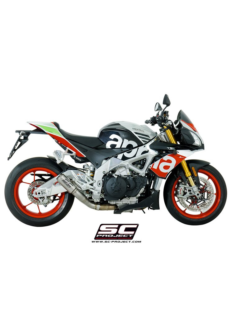 Tłumik CR-T Low Position Titanium z siatką na rurze wylotowej SC-Project do APRILIA TUONO V4 1100 (2017 - 2018)