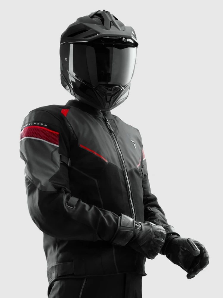 Kurtka motocyklowa tekstylna Rebelhorn Hiflow V czarno-szaro-czerwona