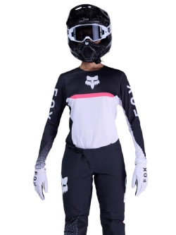 Bluza enduro damska FOX Flexair Fracture czarno-biało-różowa
