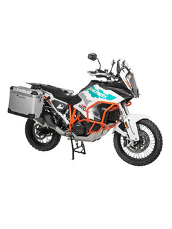 Zestaw: kufry boczne aluminiowe srebrne Zega Pro + stelaże czarne Touratech KTM Super Adventure 1290 S/R (21-24) [poj.: 38+45l]