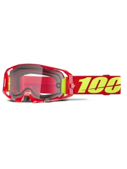 Gogle motocyklowe 100% ARmatic Enduro z przeźroczystą szybką czerwone-fluo